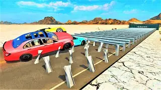 Cars vs Numerous Road Barriers &ndash; BeamNG.Drive