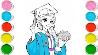 Elsa Frozen From Disney Drawing, Painting and Coloring for kids and Toddlers, Let's draw together 