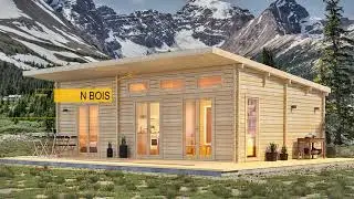 Maison en bois | Surface habitable 51 m&sup2; + Terrasse 18 m&sup2; |  Mod&egrave;le VSP26 Kit d&rsquo;assemblage PREMIUM