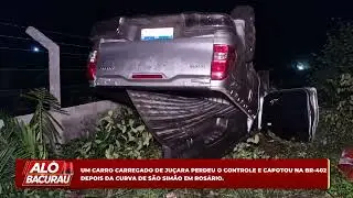 UM CARRO CARREGADO DE JUÇARA PERDEU O CONTROLE E CAPOTOU NA BR 402 EM ROSÁRIO