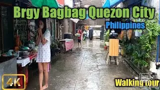 Real life at HIDDEN NARROW ALLEYS in Bagbag Quezon City Philippines[4K]Rainy walk tour.