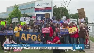 Nurses and other VA staff hold 'Hands Off' protest in Atlanta