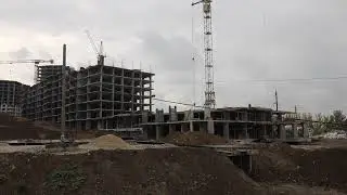 Sounds of construction work on the construction site. Construction of a house
