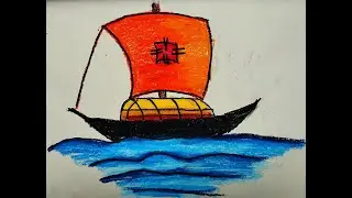How to draw a boat step by step (very easy)। Pal tola Nouka Drawing #boat #easydrawing #drawing