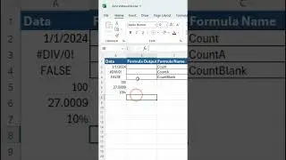 Count Formula in Excel  #excel #exceltips #exceltutorial #shorts #shortvideo  #microshift