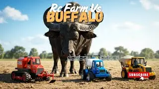RC Farm Heroes! 3 RC Machines Chase Buffalo Away from the Rice Field