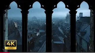 4K Old Medieval City Window View &ndash; Calm Winter Town Ambience for Sleep & Study