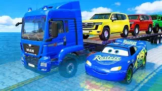 McQueen vs Flatbed Truck  This Road Was a Death Trap! &ndash; BeamNG Drive #035