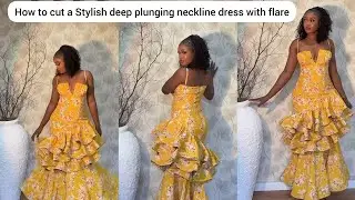How to cut a Sweetheart Corset Mermaid Dress with Layered Ruffle (Tiered) Skirt
