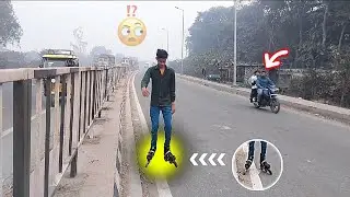 बीच हाईवे स्केटिंग 🛼😱👀||skating highway 🛣️||skating video||skating reaction