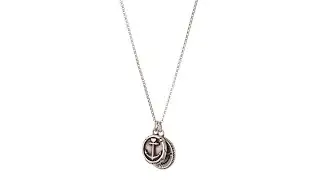 Steve Madden Oxidized Anchor and Compass Design Coin Charm Chain Necklace SKU: 9291857