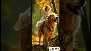 Princess and big dog walking in the dense forest #funny #imut #cute #cartoon #aivideo
