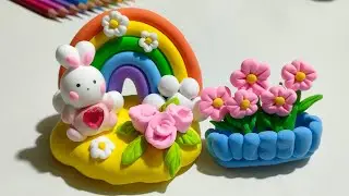 🌈🌷Suggest good ideas with flowers and rainbows from light self-drying clay