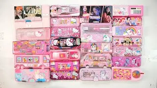 cute unicorn stationery collection 💋 geometry, hello kitty, pencil box, unicorn, sharpener, eraser 