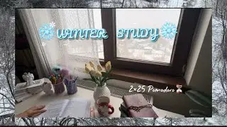 ☃️Study With Me | 2×25 Pomodoro | Fireplace & Winter Ambience ❄️🔥