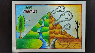 Save Mountain Aravali Drawing//Save Aravali Rajsthan Drawing