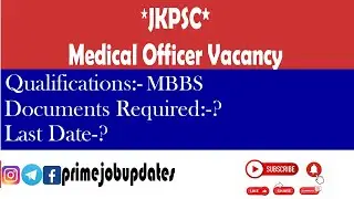 JKPSC MEDICAL OFFICER VACANCY || Medical Officer's Jobs || Govt jobs in J and K || J&K Recruitment