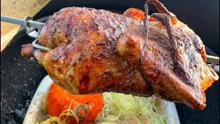 Ente am Drehspiess mit Wurzelgemüse