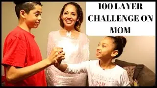 100 LAYER CHALLENGE ON MOM! SARAN WRAP! I CAN'T GET OUT!