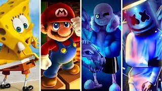 Spongebob vs Mario vs Sans Undertale vs Marshmello | Tiles Hop: EDM Rush!