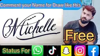Michelle Name Signature Calligraphy Status | How to Cursive write with cut Marker #michelle