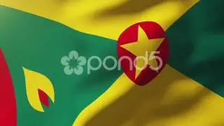 Grenada Flag Waving In The Wind. Looping Sun Rises Style. Animation Loop