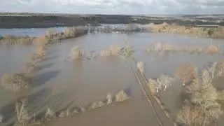 The River Loddon in Flood following Storm Henk in January 2024