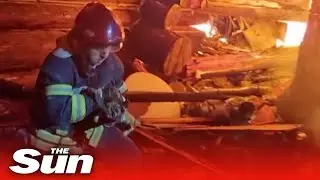 Kitten rescued from blaze after Russian rocket attack on Kharkiv