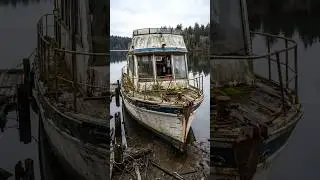 Restoring an Abandoned Boat in Complete Silence (ASMR) #asmr #restoration #boatrestoration #shorts