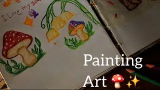 Magical Mushroom Art&ndash; Relax & Watch&rdquo; 🍄🎨#art #painting #Vlog #Drawing 
