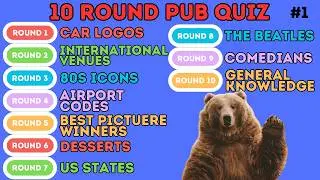 10 Round Pub Quiz | US States, Comedians, The Beatles, Movies, Logos, 1980s, Trivia & More (1)