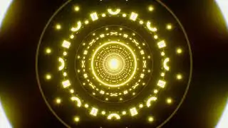 Glowing Yellow Geometric Pattern Tunnel Background Loop 4K