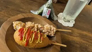 お昼ご飯｜セブンイレブンのアメリカンドッグとから揚げ棒🍙