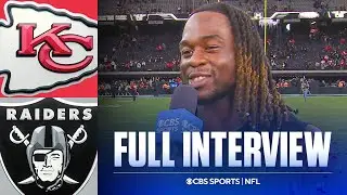 Ashton Jeanty after passing Josh Jacobs rookie scrimmage yards record during win vs Chiefs