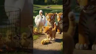 Kind Kitten and Brave Tiger Cubs Help an Injured Bird Fly Again #wildlife #animalrescue #nature