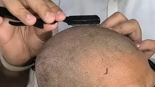 Hard dandruff remove head shave ASMR relaxing sound tutorial zaibi barber shop 2026