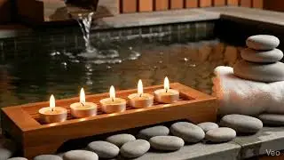 Relaxing Spa Water sounds | Candlelight & Stone Bath