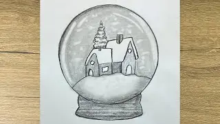 How to Draw a Snow Globe || Drawing Tutorial || Easy Pencil Drawing