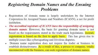 Domain Name Dispute Resolution with respect to Trademarks