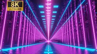 Neon Pink-Blue Space Tunnel With Ambient  Lighting | 1h  VJ Loop | 8k Screensavers | Copyright Free
