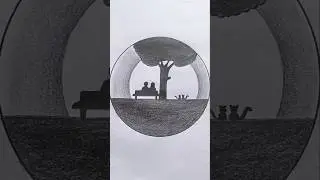 best love couple scenery drawing on youtube 😱#shorts #viral #trending #art #scenery  #drawing