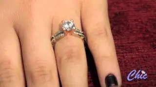 Fancy two tone engagement ring in rose gold and platinum with cz Item -p8081
