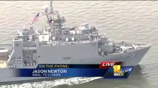 Jason Newton flies onto Navy ship heading to harbor