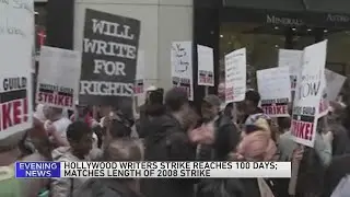 Hollywood strike matches the 100-day mark of the last writers' strike in 2007-2008