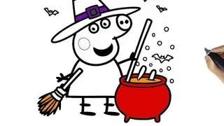 Drawing and Coloring Peppa Pig On Halloween 🐷🎃👻🦇🕸️🧙&zwj;♀️ Drawings for Kids
