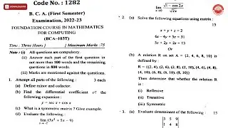 BCA 1ST SEM FOUNDATION COURSE IN MATHEMATICS FOR COMPUTING 2023 | CSJMU