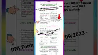 UPSC EPFO Enforcement Officer / Account Officer / APFO Recruitment 2023 DFA Form Now Available