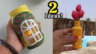 2 Diy Bottle Art 🎨🌷 / Glass Bottle Painting / Home decoration Ideas / Handmade