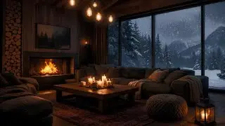 Relax & Unwind by a Cozy Winter Fireplace ❄️ Soft Snowfall & Candle Glow | Soothing Piano Melody