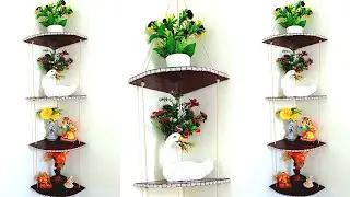 DIY Wall Hanging Corner Shelf || Corner Shelf With Cardboard || 4 Shelves Corner rack